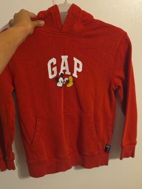 GAP Red Hooded Sweatshirt with Mickey Graphic